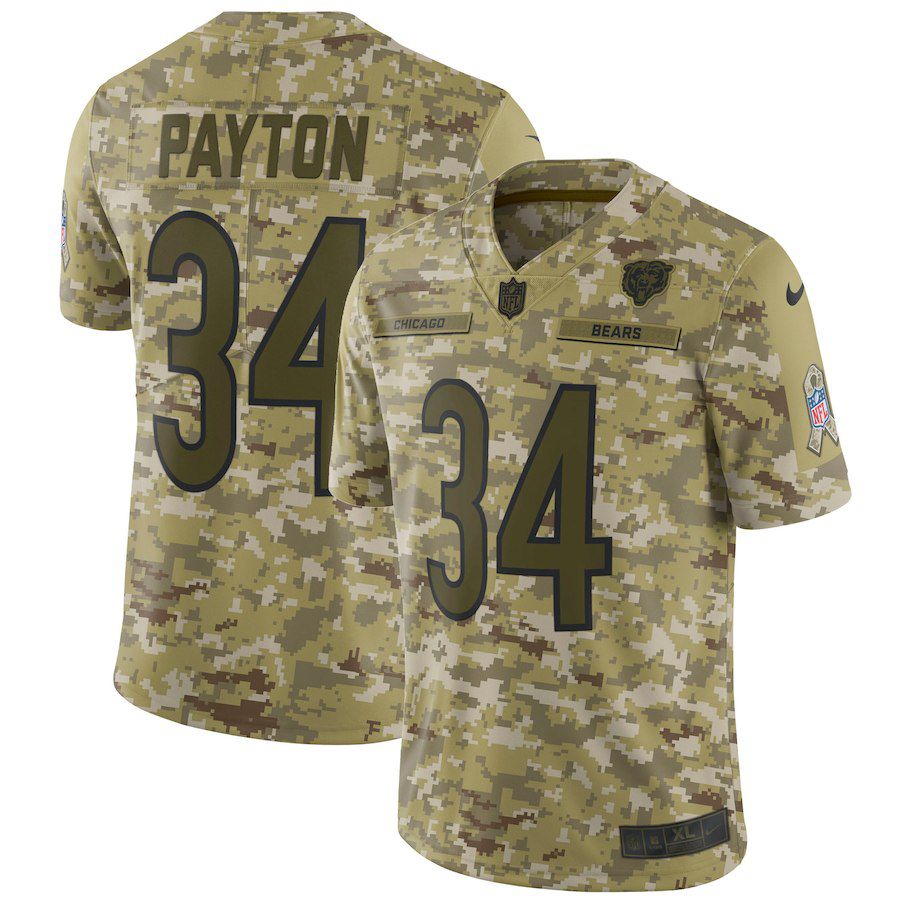 Men Chicago Bears #34 Payton Nike Camo Salute to Service Retired Player Limited NFL Jerseys->chicago bears->NFL Jersey